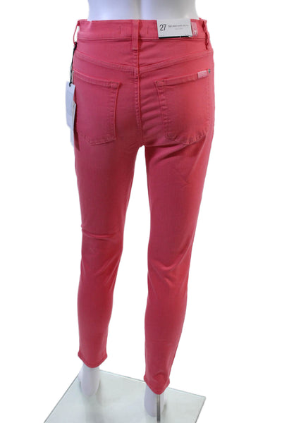 7 For All Mankind Womens Pink High Rise Ankle Jeggings Size 27