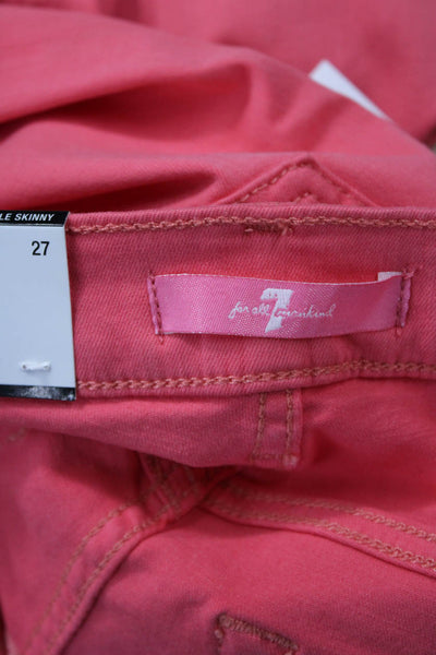7 For All Mankind Womens Pink High Rise Ankle Jeggings Size 27
