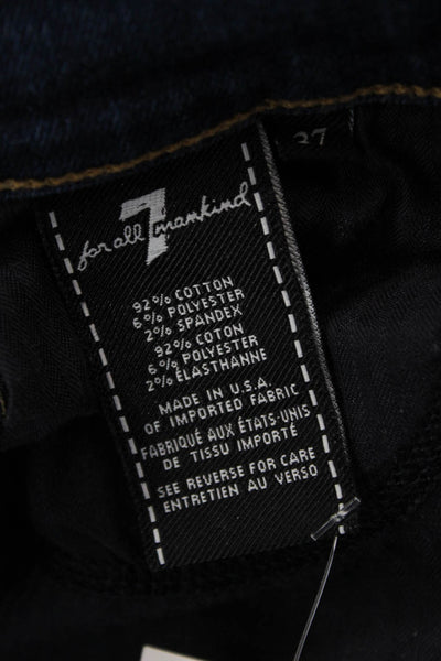 7 For All Mankind Womens Skinny Ankle Jeans Dark Blue Button Mid Rise Size 27