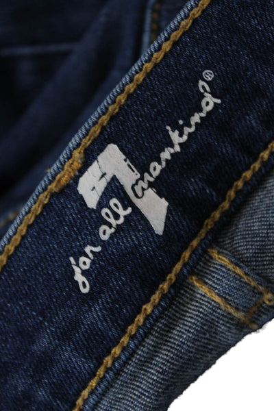 7 For All Mankind Womens Skinny Ankle Jeans Dark Blue Button Mid Rise Size 27