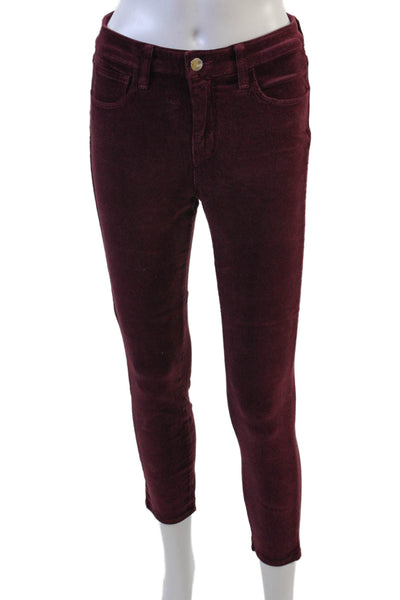 L Agence Women High Rise Cropped Ankle Jeggings Purple Size 26