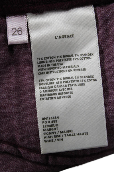 L Agence Women High Rise Cropped Ankle Jeggings Purple Size 26