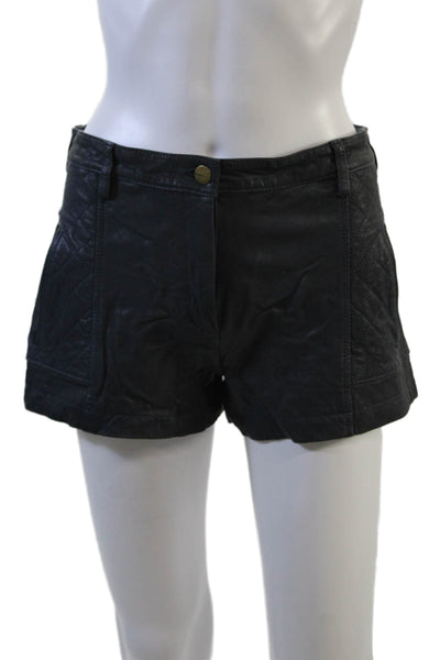 Thakoon Addition Unisex Biker Lambskin Shorts Black Size 6