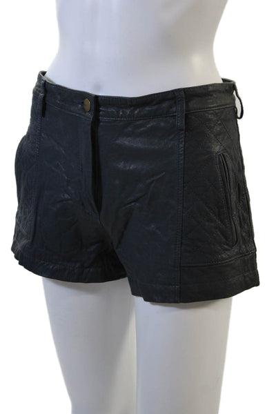 Thakoon Addition Unisex Biker Lambskin Shorts Black Size 6