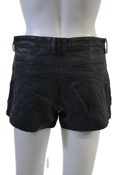 Thakoon Addition Unisex Biker Lambskin Shorts Black Size 6