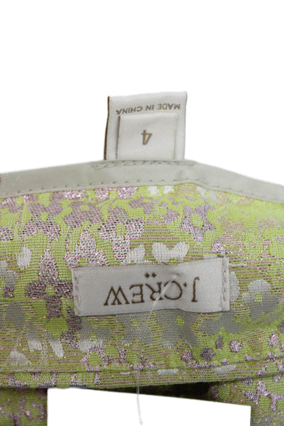 J Crew Unisex Floral Green Shorts Hook Eye Size 4