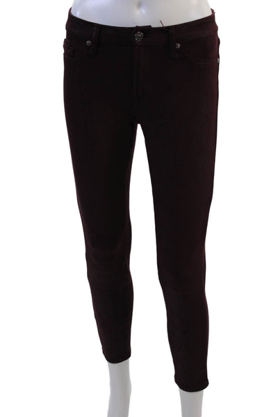 7 For All Mankind Womens Ankle Jeggings Brown Mid Rise Size 27