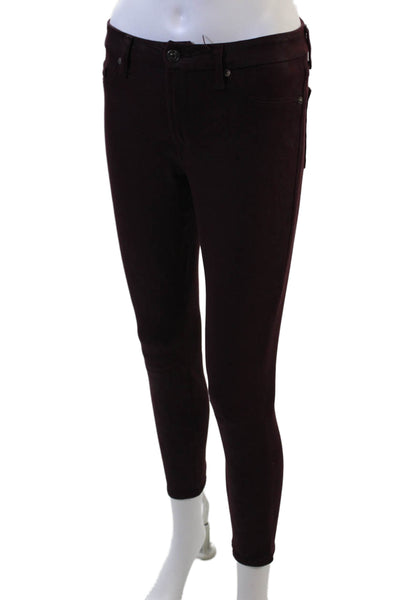 7 For All Mankind Womens Ankle Jeggings Brown Mid Rise Size 27