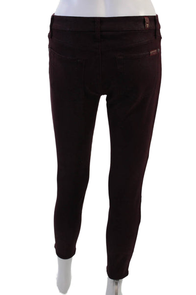 7 For All Mankind Womens Ankle Jeggings Brown Mid Rise Size 27