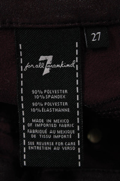 7 For All Mankind Womens Ankle Jeggings Brown Mid Rise Size 27