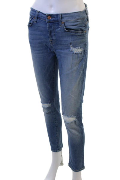 7 For All Mankind Womens Ankle Cropped Blue Mid Rise Jeans Size 26