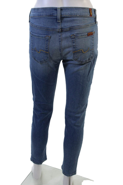 7 For All Mankind Womens Ankle Cropped Blue Mid Rise Jeans Size 26