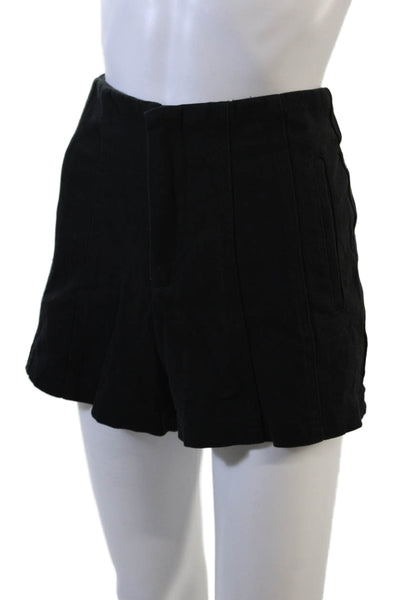 Zara Unisex Solid Black Cotton Blend Shorts Size M