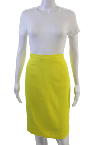 Tamara Mellon Womens Yellow Straight Pencil Skirt Knee Length Polyester Size 4