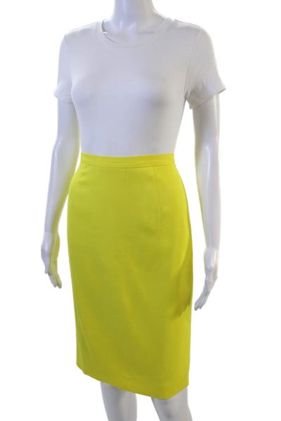 Tamara Mellon Womens Yellow Straight Pencil Skirt Knee Length Polyester Size 4