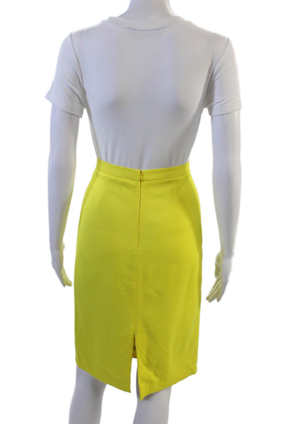 Tamara Mellon Womens Yellow Straight Pencil Skirt Knee Length Polyester Size 4