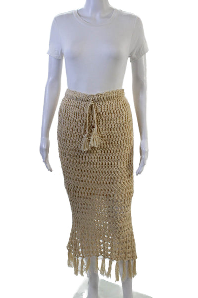Mable Women Maxi Beige Wool Blend Skirt Size S