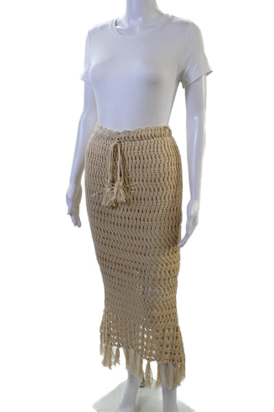 Mable Women Maxi Beige Wool Blend Skirt Size S