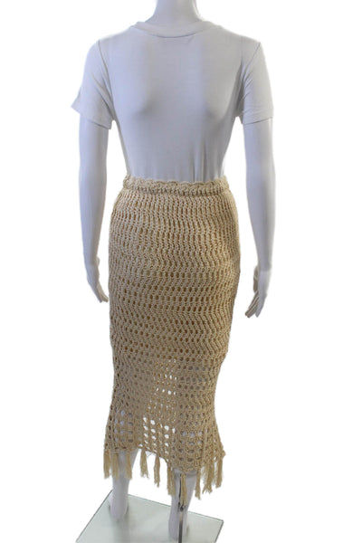 Mable Women Maxi Beige Wool Blend Skirt Size S