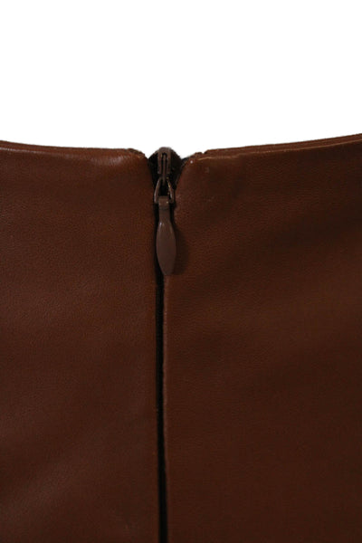 Designer Women Straight Pencil Skirt Brown Acetate Solid Knee Length Size S