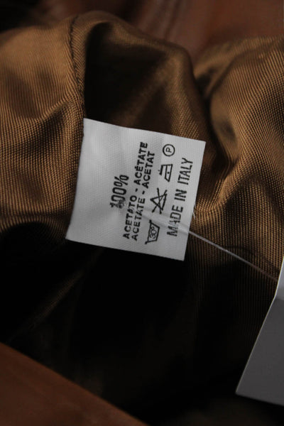 Designer Women Straight Pencil Skirt Brown Acetate Solid Knee Length Size S