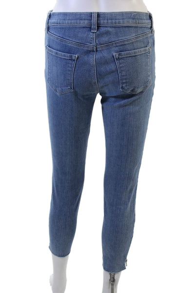 J Brand Women Ankle Cropped Skinny Jeans Blue Mid Rise Button Size 27