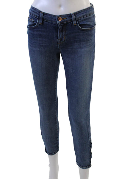 J Brand Womens Ankle Cropped Skinny Jeans Blue Mid Rise Button Size 26