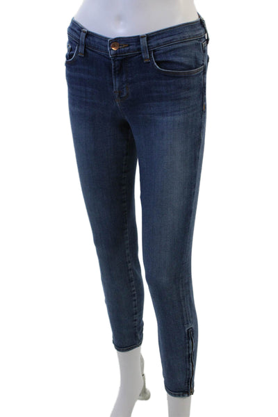 J Brand Womens Ankle Cropped Skinny Jeans Blue Mid Rise Button Size 26