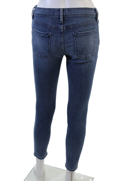 Frame Denim Womens Ankle Skinny Jeans Blue Mid Rise Button Size 27