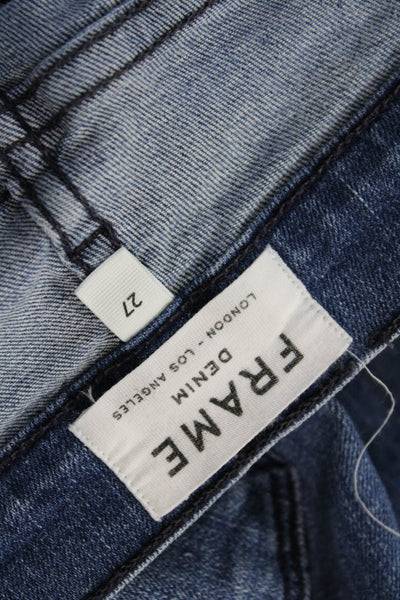 Frame Denim Womens Ankle Skinny Jeans Blue Mid Rise Button Size 27