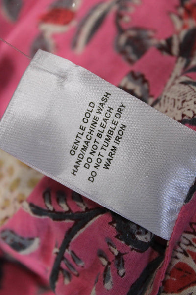 Charina Sarte Womens Sleeveless Floral Cotton Top Bohemian Pink Size M