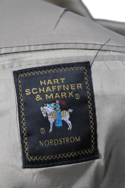 Hart Schaffner Marx Mens Classic Beige Check Suit Jacket Button Size 46