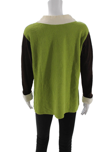 Margaret Winters Unisex Blue Pullover Sweater Button Mock Neck Cotton Size M