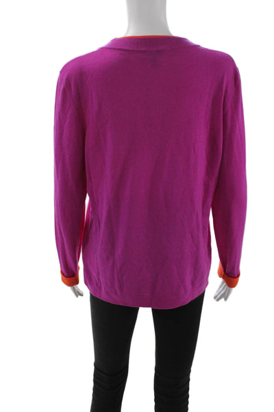 Escada Womens V Neck Virgin Wool Purple Long Sleeve Basic Sweater Size L