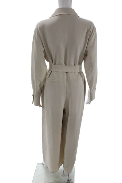 Gentle Herd Women Jumpsuit Beige Long Sleeve Collar Size M