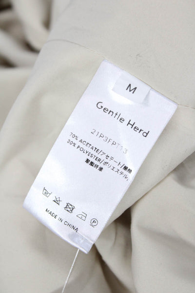 Gentle Herd Women Jumpsuit Beige Long Sleeve Collar Size M