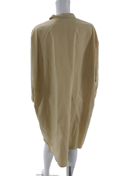 Gentle Herd Women Shirt Dress Beige Cotton Long Sleeve Collared Size S