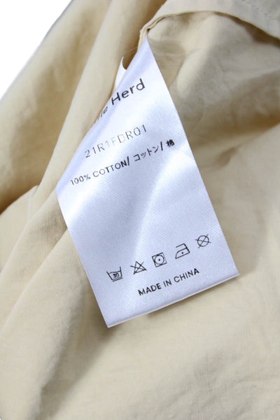 Gentle Herd Women Shirt Dress Beige Cotton Long Sleeve Collared Size S