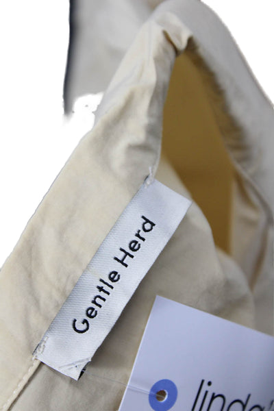 Gentle Herd Women Shirt Dress Beige Cotton Long Sleeve Collared Size S