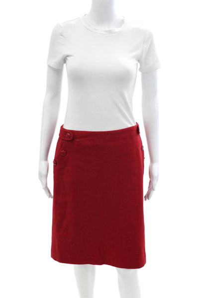 J Crew Womens A-Line Wool Cashmere Lined Midi Skirt Red Size 4