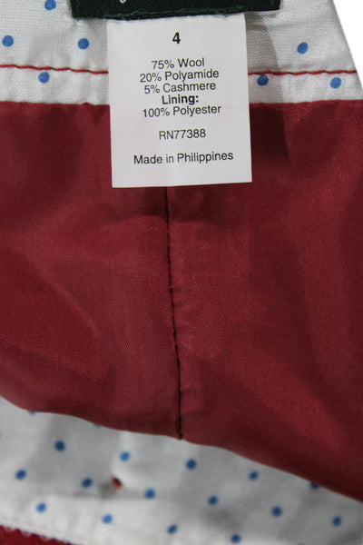 J Crew Womens A-Line Wool Cashmere Lined Midi Skirt Red Size 4