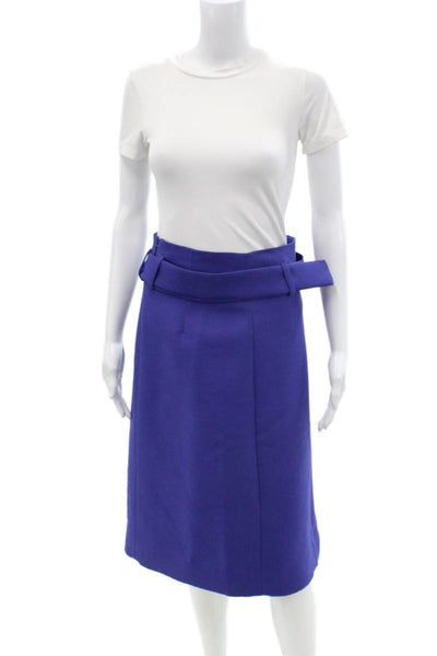 J Crew Women Straight Pencil Skirt Blue Wool Cashmere Size 2