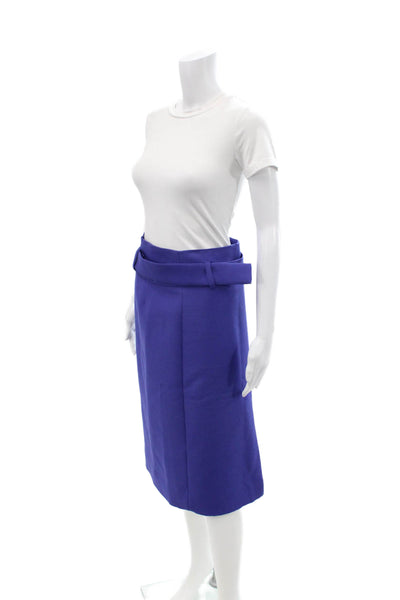 J Crew Women Straight Pencil Skirt Blue Wool Cashmere Size 2