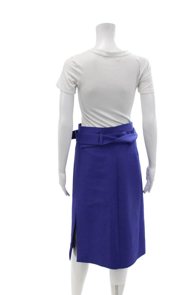 J Crew Women Straight Pencil Skirt Blue Wool Cashmere Size 2