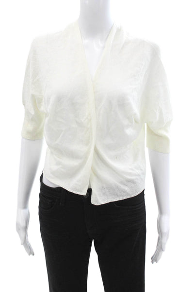 Cupio Womens Cropped White 3/4 Sleeve Sweater Size M