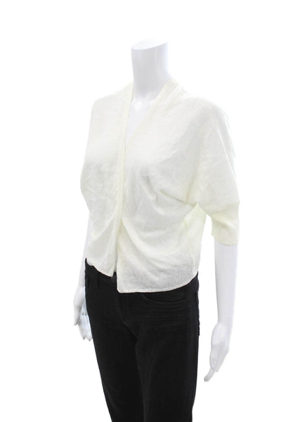 Cupio Womens Cropped White 3/4 Sleeve Sweater Size M