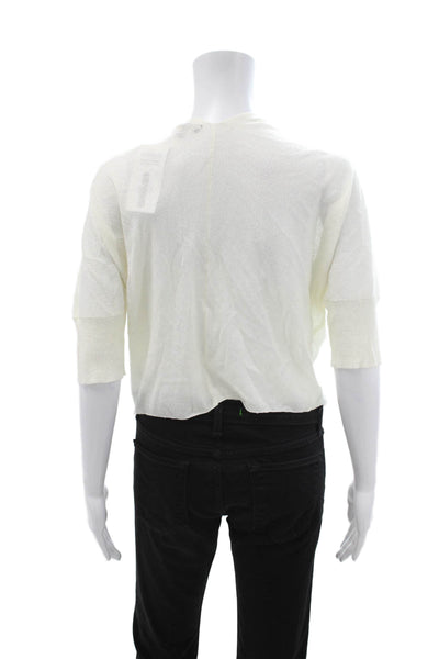 Cupio Womens Cropped White 3/4 Sleeve Sweater Size M