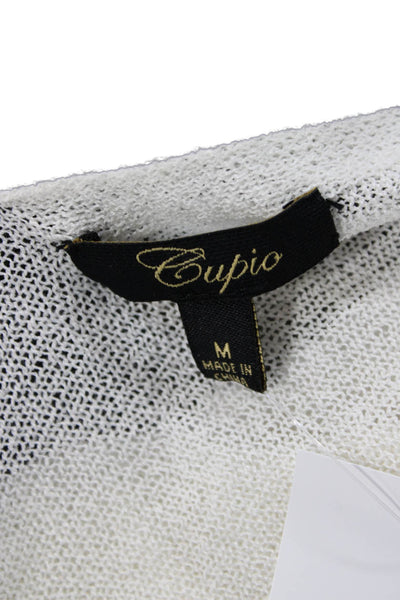 Cupio Womens Cropped White 3/4 Sleeve Sweater Size M