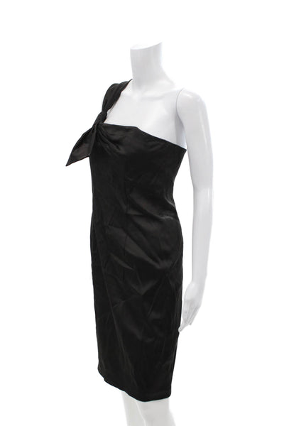 David Meister Women Black Sheath Dress Sleeveless Tie Waist Size 6
