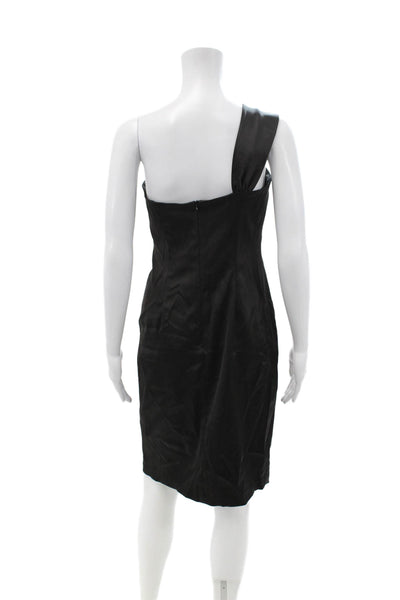 David Meister Women Black Sheath Dress Sleeveless Tie Waist Size 6
